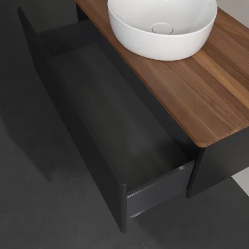 Obrázek VILLEROY BOCH Antao Vanity unit, with lighting, 1 pull-out compartment, 1000 x 360 x 500 mm, Front without structure, Black Matt Lacquer / Warm Walnut #L31012PD