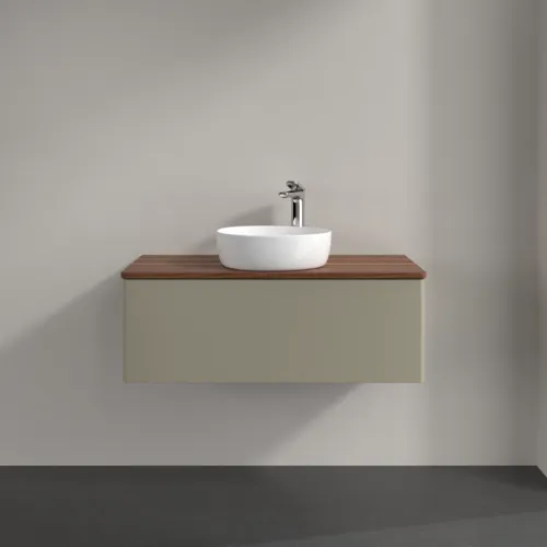 Obrázek VILLEROY BOCH Antao Vanity unit, with lighting, 1 pull-out compartment, 1000 x 360 x 500 mm, Front without structure, Stone Grey Matt Lacquer / Warm Walnut #L31052HK