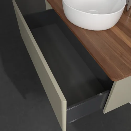 Obrázek VILLEROY BOCH Antao Vanity unit, with lighting, 1 pull-out compartment, 1000 x 360 x 500 mm, Front without structure, Stone Grey Matt Lacquer / Warm Walnut #L31052HK