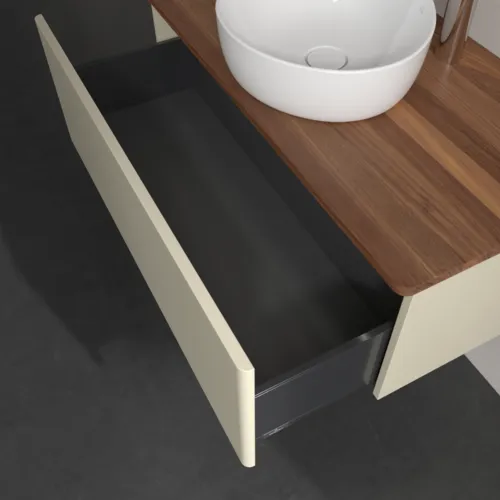 Bild von VILLEROY BOCH Antao Waschbeckenunterschrank, mit Beleuchtung, 1 Auszug, 1000 x 360 x 500 mm, Front ohne Struktur, Silk Grey Matt Lacquer / Warm Walnut #L31052HJ