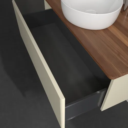 Bild von VILLEROY BOCH Antao Waschbeckenunterschrank, mit Beleuchtung, 1 Auszug, 1000 x 360 x 500 mm, Front ohne Struktur, Silk Grey Matt Lacquer / Warm Walnut #L31052HJ