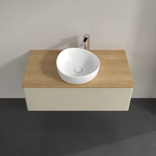 Bild von VILLEROY BOCH Antao Waschbeckenunterschrank, mit Beleuchtung, 1 Auszug, 1000 x 360 x 500 mm, Front ohne Struktur, Silk Grey Matt Lacquer / Honey Oak #L31051HJ