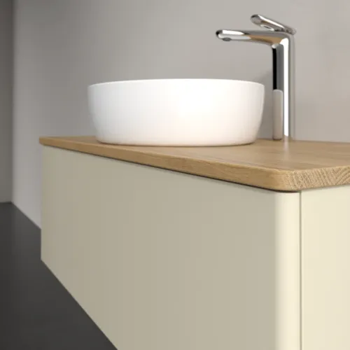 Bild von VILLEROY BOCH Antao Waschbeckenunterschrank, mit Beleuchtung, 1 Auszug, 1000 x 360 x 500 mm, Front ohne Struktur, Silk Grey Matt Lacquer / Honey Oak #L31051HJ