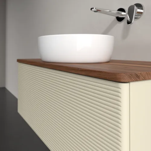 Obrázek VILLEROY BOCH Antao Vanity unit, with lighting, 1 pull-out compartment, 1000 x 360 x 500 mm, Front with grain texture, Silk Grey Matt Lacquer / Warm Walnut #L31112HJ