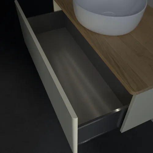 Bild von VILLEROY BOCH Antao Waschbeckenunterschrank, mit Beleuchtung, 1 Auszug, 1000 x 360 x 500 mm, Front mit Struktur, Silk Grey Matt Lacquer / Honey Oak #L31111HJ