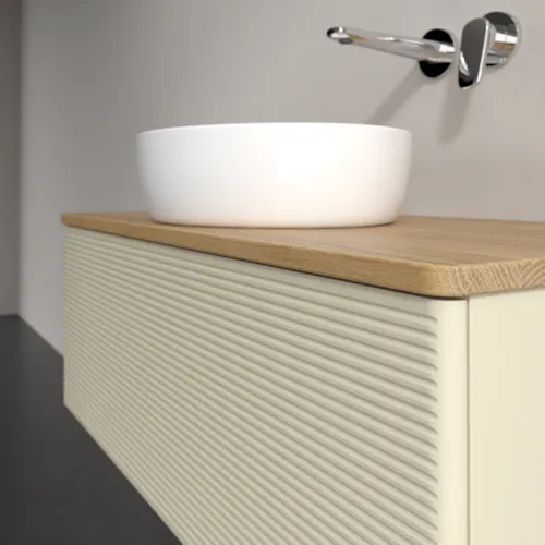 Bild von VILLEROY BOCH Antao Waschbeckenunterschrank, mit Beleuchtung, 1 Auszug, 1000 x 360 x 500 mm, Front mit Struktur, Silk Grey Matt Lacquer / Honey Oak #L31111HJ