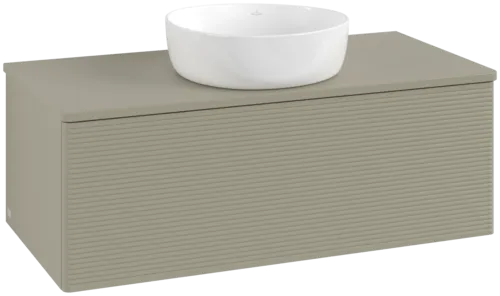 Picture of VILLEROY BOCH Antao Vanity unit, with lighting, 1 pull-out compartment, 1000 x 360 x 500 mm, Front with grain texture, Stone Grey Matt Lacquer / Stone Grey Matt Lacquer #L31150HK