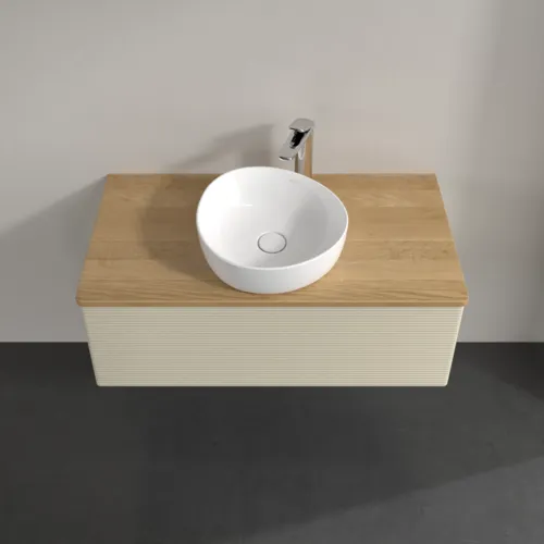 Bild von VILLEROY BOCH Antao Waschbeckenunterschrank, mit Beleuchtung, 1 Auszug, 1000 x 360 x 500 mm, Front mit Struktur, Silk Grey Matt Lacquer / Honey Oak #L31151HJ