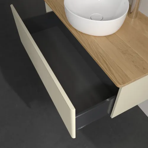 Bild von VILLEROY BOCH Antao Waschbeckenunterschrank, mit Beleuchtung, 1 Auszug, 1000 x 360 x 500 mm, Front mit Struktur, Silk Grey Matt Lacquer / Honey Oak #L31151HJ