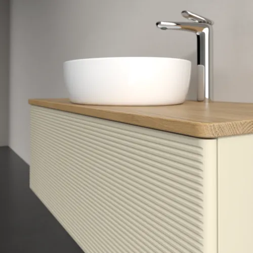 Bild von VILLEROY BOCH Antao Waschbeckenunterschrank, mit Beleuchtung, 1 Auszug, 1000 x 360 x 500 mm, Front mit Struktur, Silk Grey Matt Lacquer / Honey Oak #L31151HJ