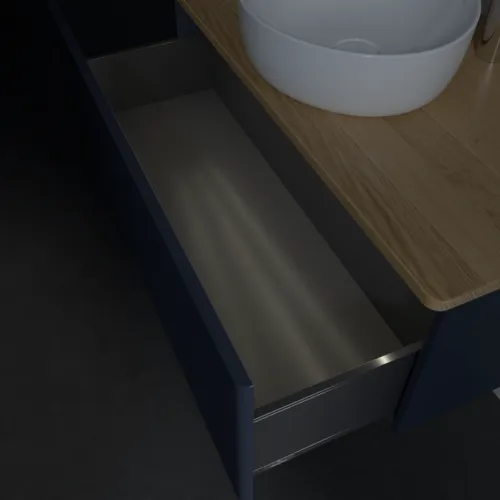 Bild von VILLEROY BOCH Antao Waschbeckenunterschrank, mit Beleuchtung, 1 Auszug, 1000 x 360 x 500 mm, Front mit Struktur, Midnight Blue Matt Lacquer / Honey Oak #L31151HG