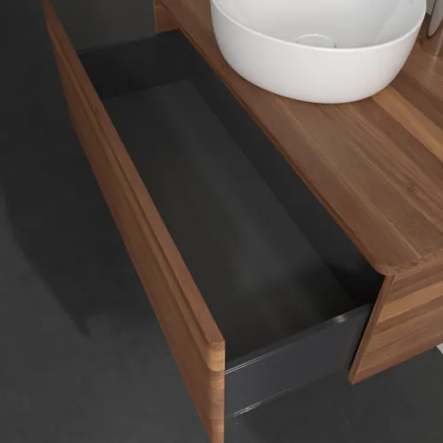 Bild von VILLEROY BOCH Antao Waschbeckenunterschrank, mit Beleuchtung, 1 Auszug, 1000 x 360 x 500 mm, Front mit Struktur, Warm Walnut / Warm Walnut #L31152HM