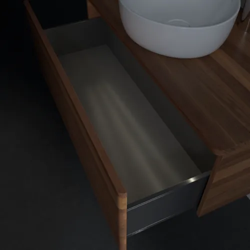 Bild von VILLEROY BOCH Antao Waschbeckenunterschrank, mit Beleuchtung, 1 Auszug, 1000 x 360 x 500 mm, Front mit Struktur, Warm Walnut / Warm Walnut #L31152HM