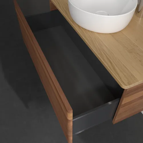 Bild von VILLEROY BOCH Antao Waschbeckenunterschrank, mit Beleuchtung, 1 Auszug, 1000 x 360 x 500 mm, Front mit Struktur, Warm Walnut / Honey Oak #L31151HM