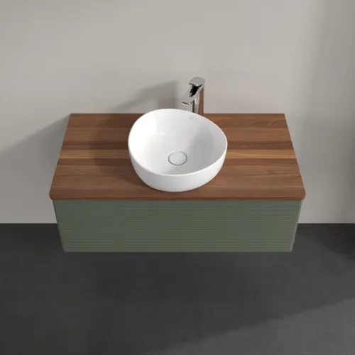Bild von VILLEROY BOCH Antao Waschbeckenunterschrank, mit Beleuchtung, 1 Auszug, 1000 x 360 x 500 mm, Front mit Struktur, Leaf Green Matt Lacquer / Warm Walnut #L31152HL