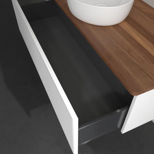 Bild von VILLEROY BOCH Antao Waschbeckenunterschrank, mit Beleuchtung, 1 Auszug, 1200 x 360 x 500 mm, Front mit Struktur, White Matt Lacquer / Warm Walnut #L32112MT