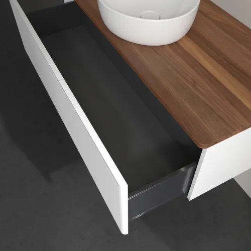 Bild von VILLEROY BOCH Antao Waschbeckenunterschrank, mit Beleuchtung, 1 Auszug, 1200 x 360 x 500 mm, Front mit Struktur, White Matt Lacquer / Warm Walnut #L32112MT