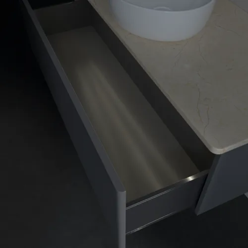 Bild von VILLEROY BOCH Antao Waschbeckenunterschrank, mit Beleuchtung, 1 Auszug, 1200 x 360 x 500 mm, Front mit Struktur, Anthracite Matt Lacquer / Botticino #L32113GK