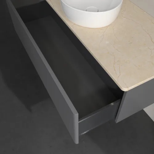 Bild von VILLEROY BOCH Antao Waschbeckenunterschrank, mit Beleuchtung, 1 Auszug, 1200 x 360 x 500 mm, Front mit Struktur, Anthracite Matt Lacquer / Botticino #L32113GK
