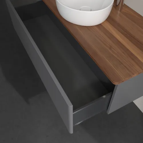 Bild von VILLEROY BOCH Antao Waschbeckenunterschrank, mit Beleuchtung, 1 Auszug, 1200 x 360 x 500 mm, Front mit Struktur, Anthracite Matt Lacquer / Warm Walnut #L32152GK