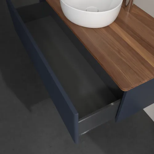 Bild von VILLEROY BOCH Antao Waschbeckenunterschrank, mit Beleuchtung, 1 Auszug, 1200 x 360 x 500 mm, Front mit Struktur, Midnight Blue Matt Lacquer / Warm Walnut #L32152HG