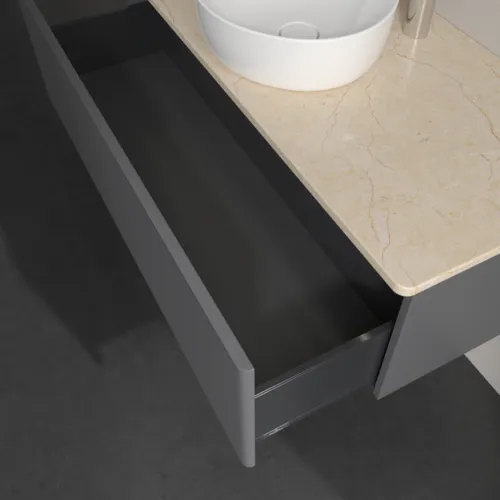 Bild von VILLEROY BOCH Antao Waschbeckenunterschrank, mit Beleuchtung, 1 Auszug, 1200 x 360 x 500 mm, Front mit Struktur, Anthracite Matt Lacquer / Botticino #L32153GK