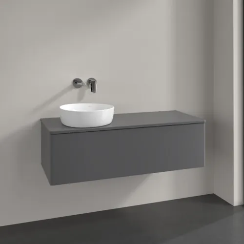 Bild von VILLEROY BOCH Antao Waschbeckenunterschrank, mit Beleuchtung, 1 Auszug, 1200 x 360 x 500 mm, Front ohne Struktur, Anthracite Matt Lacquer / Anthracite Matt Lacquer #L33050GK