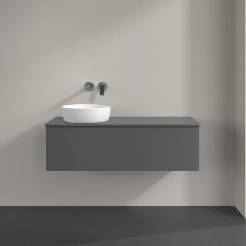 Bild von VILLEROY BOCH Antao Waschbeckenunterschrank, mit Beleuchtung, 1 Auszug, 1200 x 360 x 500 mm, Front ohne Struktur, Anthracite Matt Lacquer / Anthracite Matt Lacquer #L33050GK