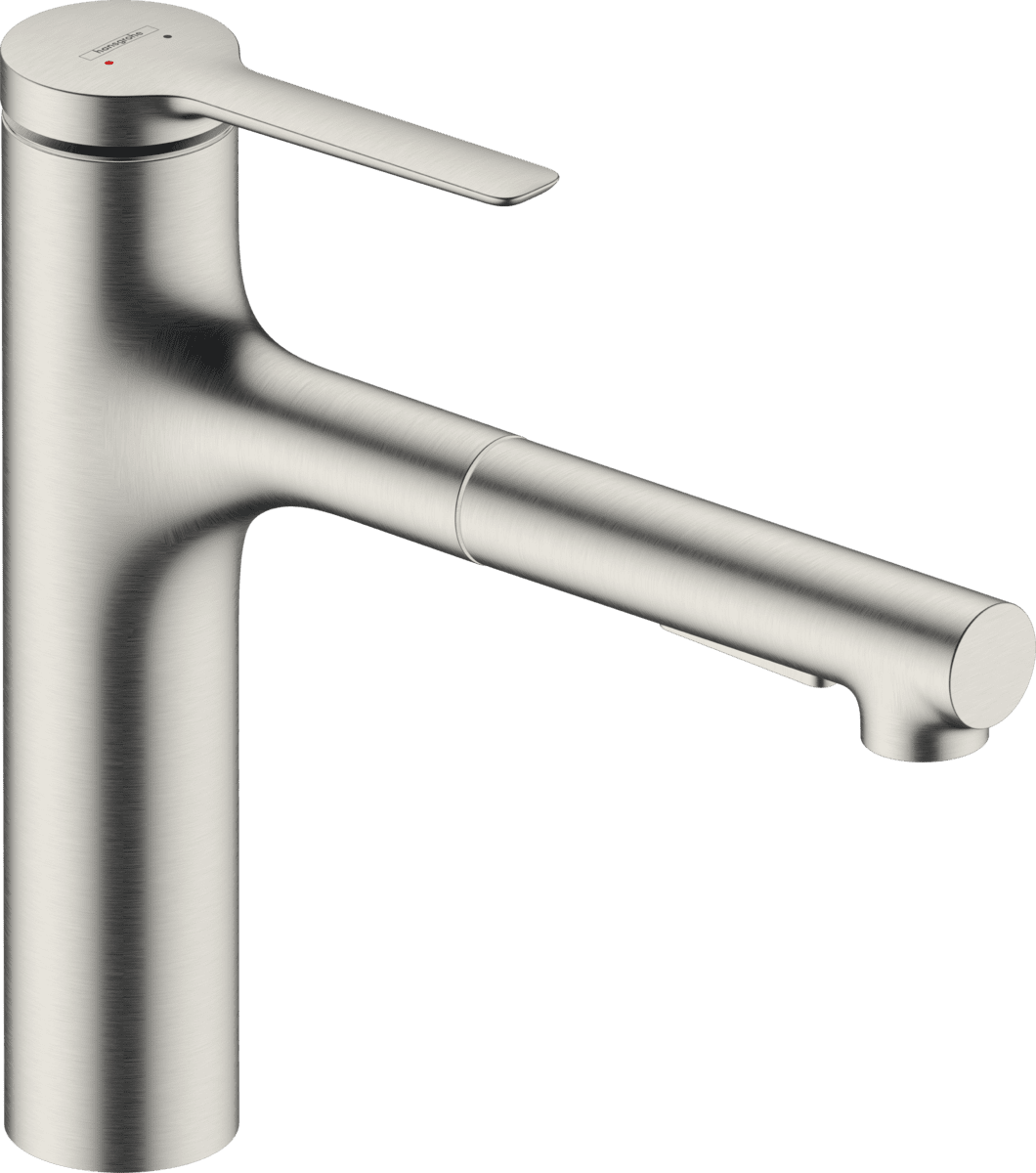Зображення з  HANSGROHE Zesis M33 Single lever kitchen mixer, 160, pull-out spray, 2jet, sBox lite #74804800 - Stainless Steel Finish