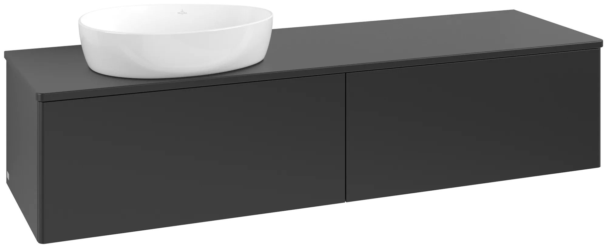VILLEROY BOCH Antao Vanity unit, with lighting, 2 pull-out compartments, 1600 x 360 x 500 mm, Front without structure, Black Matt Lacquer / Black Matt Lacquer #L37010PD resmi