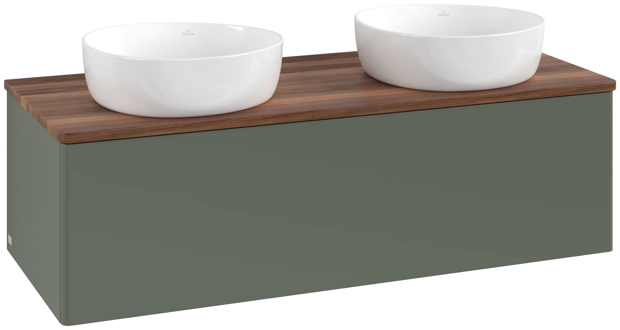 VILLEROY BOCH Antao Vanity unit, with lighting, 1 pull-out compartment, 1200 x 360 x 500 mm, Front without structure, Leaf Green Matt Lacquer / Warm Walnut #L35012HL resmi
