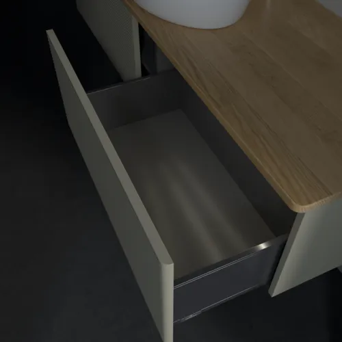 Bild von VILLEROY BOCH Antao Waschbeckenunterschrank, mit Beleuchtung, 2 Auszüge, 1600 x 360 x 500 mm, Front mit Struktur, Stone Grey Matt Lacquer / Honey Oak #L36151HK