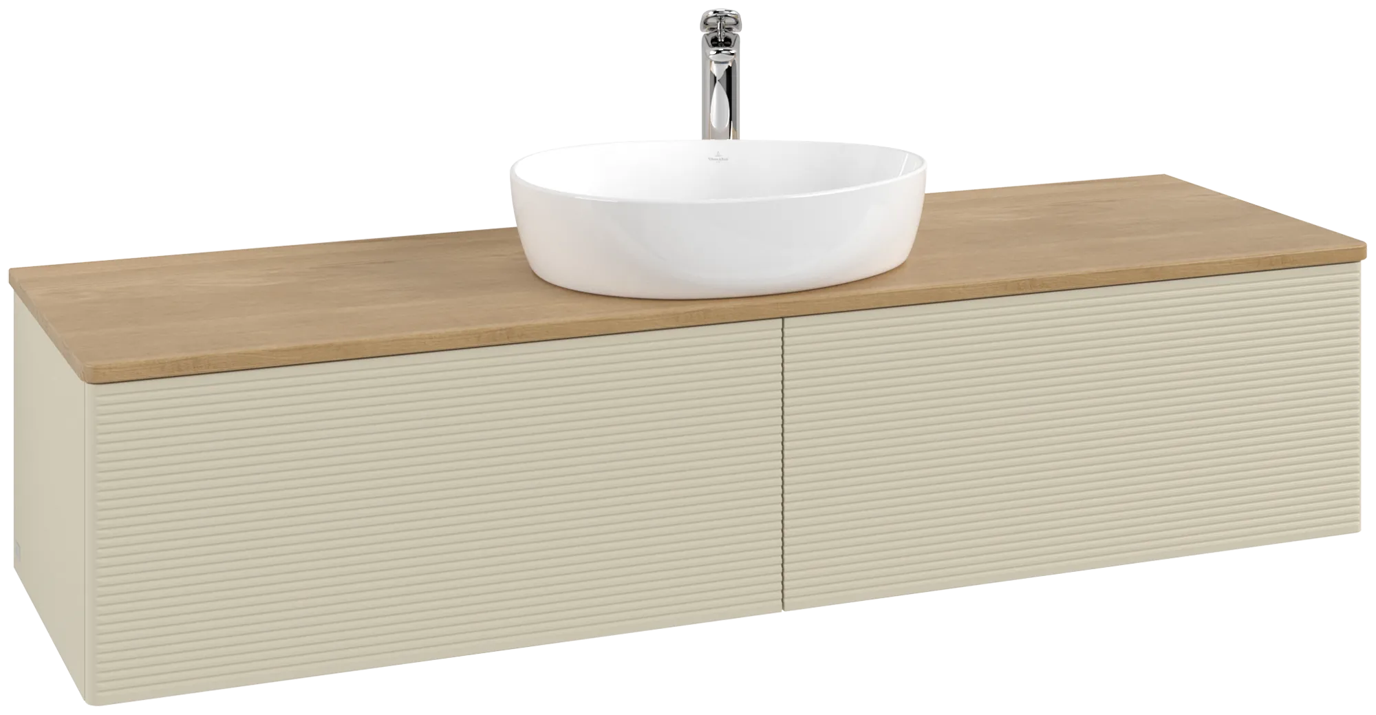 VILLEROY BOCH Antao Vanity unit, with lighting, 2 pull-out compartments, 1600 x 360 x 500 mm, Front with grain texture, Silk Grey Matt Lacquer / Honey Oak #L36151HJ resmi