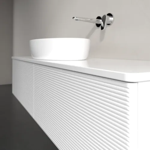 Bild von VILLEROY BOCH Antao Waschbeckenunterschrank, mit Beleuchtung, 2 Auszüge, 1600 x 360 x 500 mm, Front mit Struktur, Glossy White Lacquer / Glossy White Lacquer #L36150GF