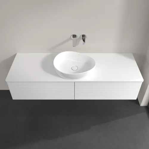 Bild von VILLEROY BOCH Antao Waschbeckenunterschrank, mit Beleuchtung, 2 Auszüge, 1600 x 360 x 500 mm, Front mit Struktur, Glossy White Lacquer / Glossy White Lacquer #L36150GF