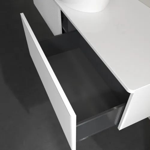 Bild von VILLEROY BOCH Antao Waschbeckenunterschrank, mit Beleuchtung, 2 Auszüge, 1600 x 360 x 500 mm, Front mit Struktur, Glossy White Lacquer / Glossy White Lacquer #L36150GF