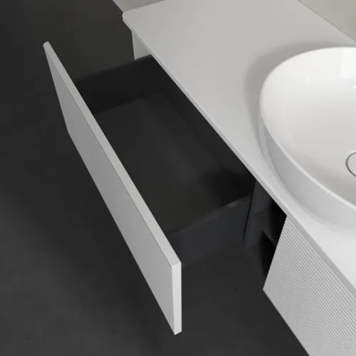 Bild von VILLEROY BOCH Antao Waschbeckenunterschrank, mit Beleuchtung, 2 Auszüge, 1600 x 360 x 500 mm, Front mit Struktur, Glossy White Lacquer / Glossy White Lacquer #L36150GF