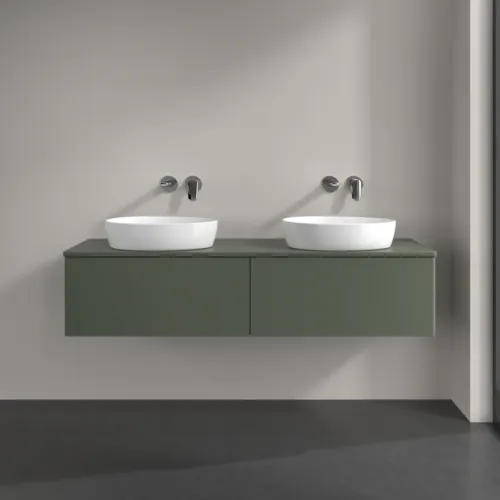 Bild von VILLEROY BOCH Antao Waschbeckenunterschrank, mit Beleuchtung, 2 Auszüge, 1600 x 360 x 500 mm, Front ohne Struktur, Leaf Green Matt Lacquer / Leaf Green Matt Lacquer #L39010HL