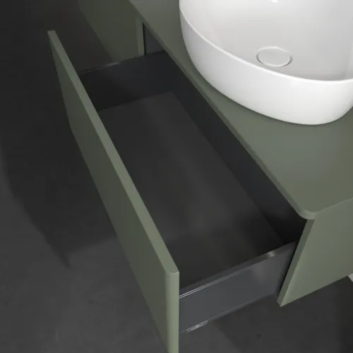 Bild von VILLEROY BOCH Antao Waschbeckenunterschrank, mit Beleuchtung, 2 Auszüge, 1600 x 360 x 500 mm, Front ohne Struktur, Leaf Green Matt Lacquer / Leaf Green Matt Lacquer #L39010HL