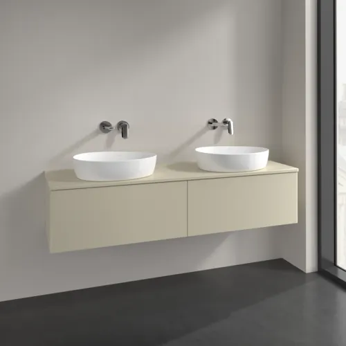 Bild von VILLEROY BOCH Antao Waschbeckenunterschrank, mit Beleuchtung, 2 Auszüge, 1600 x 360 x 500 mm, Front ohne Struktur, Silk Grey Matt Lacquer / Silk Grey Matt Lacquer #L39010HJ
