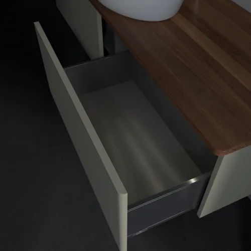 Bild von VILLEROY BOCH Antao Waschbeckenunterschrank, mit Beleuchtung, 2 Auszüge, 1600 x 360 x 500 mm, Front mit Struktur, Stone Grey Matt Lacquer / Warm Walnut #L36152HK