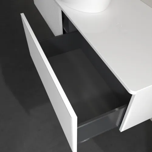 Bild von VILLEROY BOCH Antao Waschbeckenunterschrank, mit Beleuchtung, 2 Auszüge, 1600 x 360 x 500 mm, Front mit Struktur, Glossy White Lacquer / Glossy White Lacquer #L36110GF