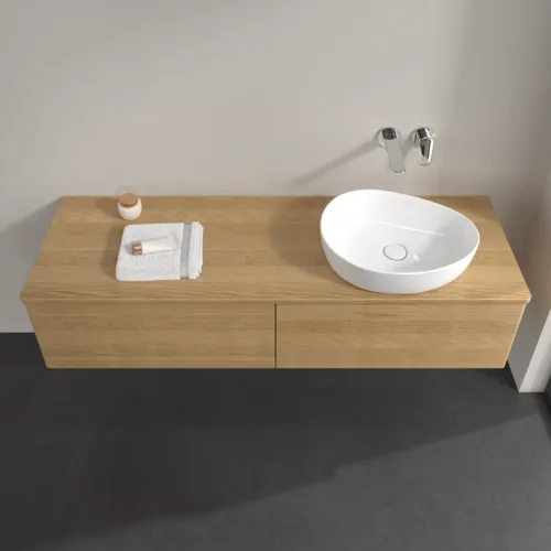 Bild von VILLEROY BOCH Antao Waschbeckenunterschrank, mit Beleuchtung, 2 Auszüge, 1600 x 360 x 500 mm, Front mit Struktur, Honey Oak / Honey Oak #L38111HN