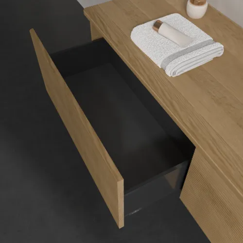 Bild von VILLEROY BOCH Antao Waschbeckenunterschrank, mit Beleuchtung, 2 Auszüge, 1600 x 360 x 500 mm, Front mit Struktur, Honey Oak / Honey Oak #L38111HN