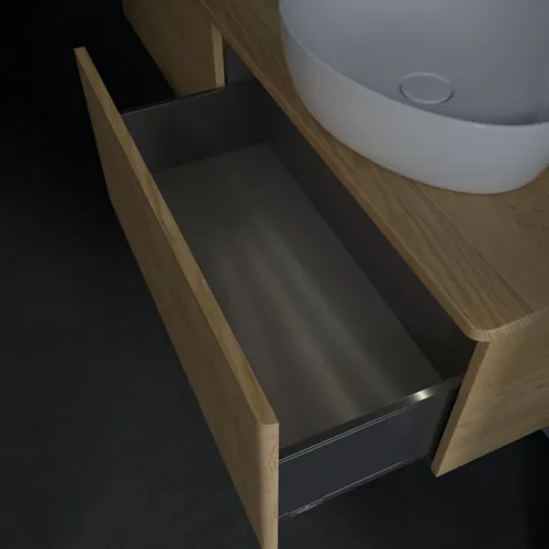 Bild von VILLEROY BOCH Antao Waschbeckenunterschrank, mit Beleuchtung, 2 Auszüge, 1600 x 360 x 500 mm, Front mit Struktur, Honey Oak / Honey Oak #L38111HN