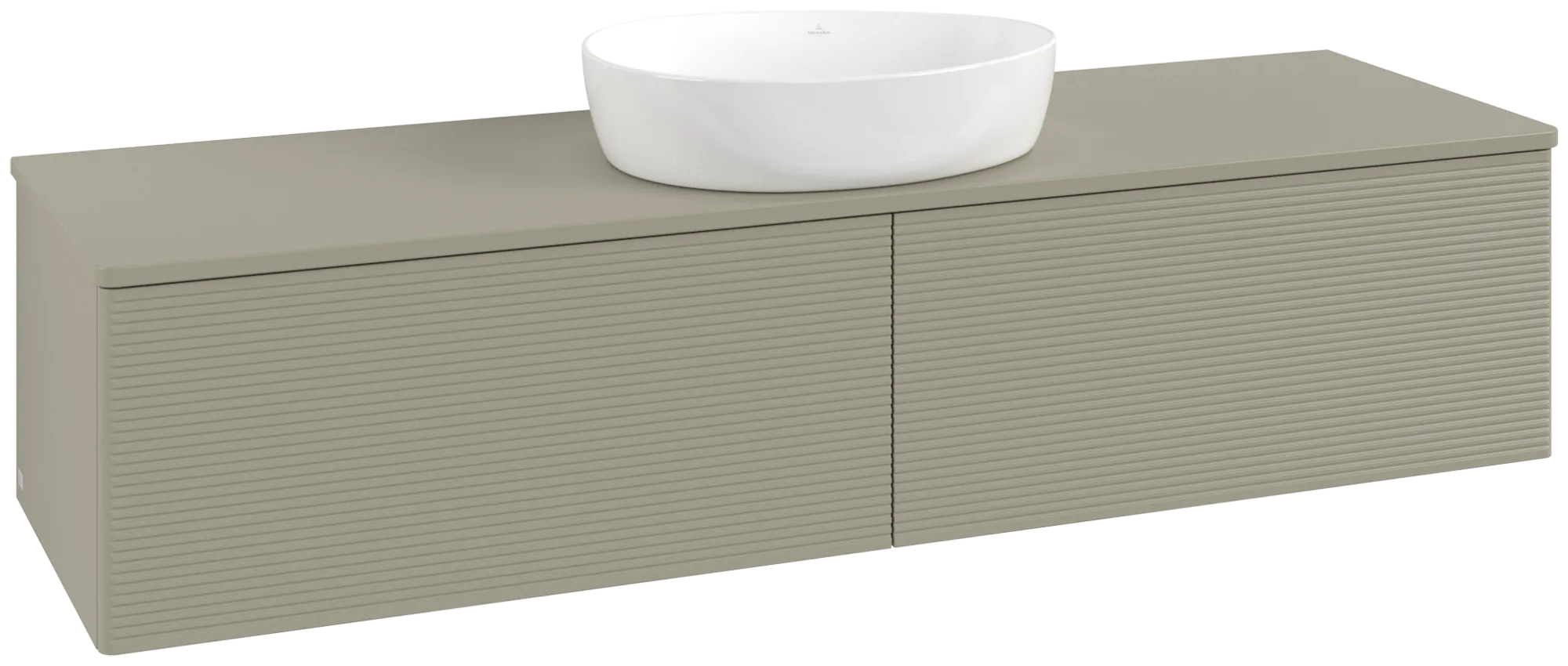 Picture of VILLEROY BOCH Antao Vanity unit, with lighting, 2 pull-out compartments, 1600 x 360 x 500 mm, Front with grain texture, Stone Grey Matt Lacquer / Stone Grey Matt Lacquer #L36110HK
