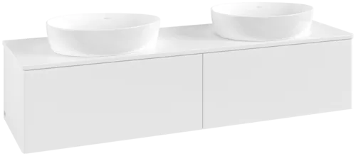 Picture of VILLEROY BOCH Antao Vanity unit, with lighting, 2 pull-out compartments, 1600 x 360 x 500 mm, Front without structure, White Matt Lacquer / White Matt Lacquer #L39010MT