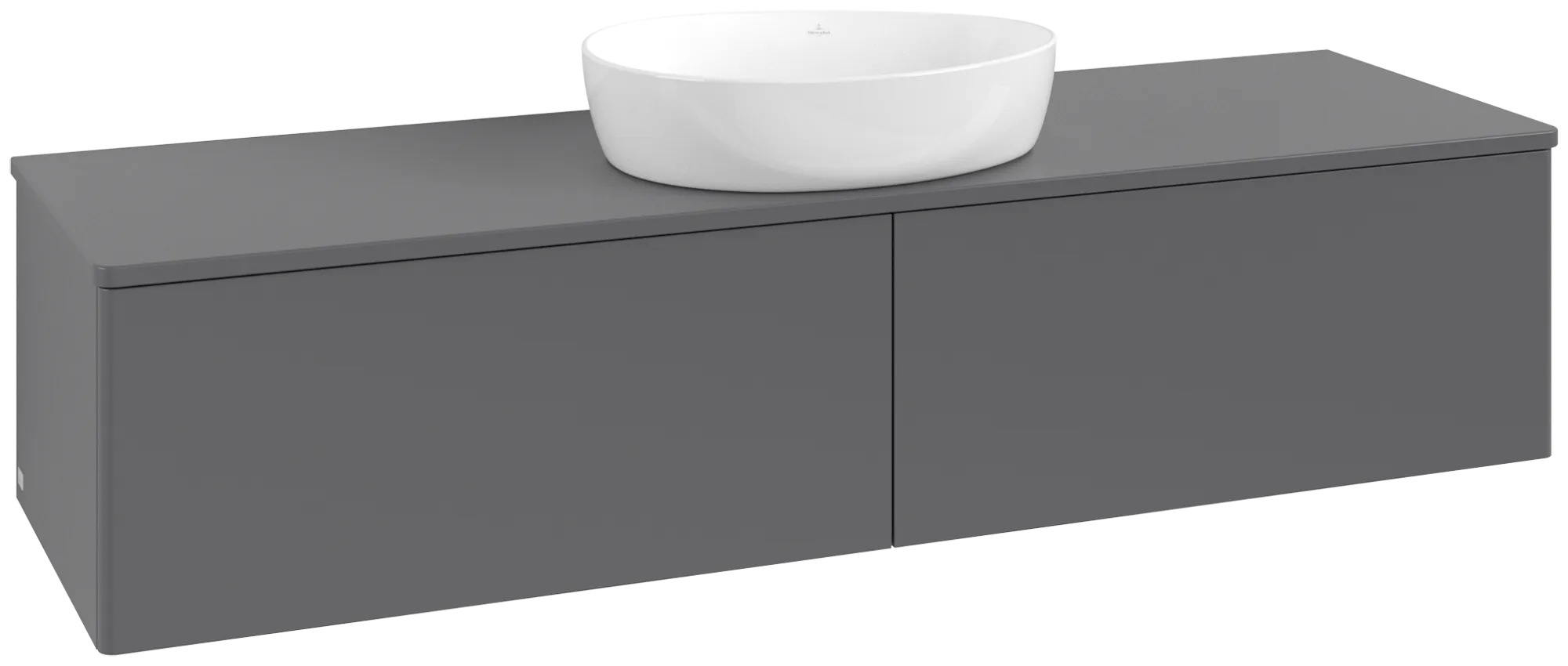 Picture of VILLEROY BOCH Antao Vanity unit, with lighting, 2 pull-out compartments, 1600 x 360 x 500 mm, Front without structure, Anthracite Matt Lacquer / Anthracite Matt Lacquer #L36010GK