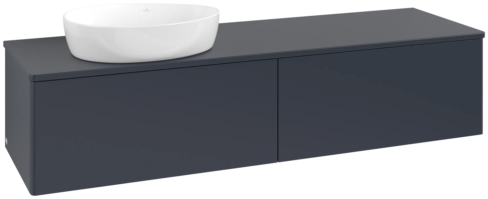 Picture of VILLEROY BOCH Antao Vanity unit, with lighting, 2 pull-out compartments, 1600 x 360 x 500 mm, Front without structure, Midnight Blue Matt Lacquer / Midnight Blue Matt Lacquer #L37050HG