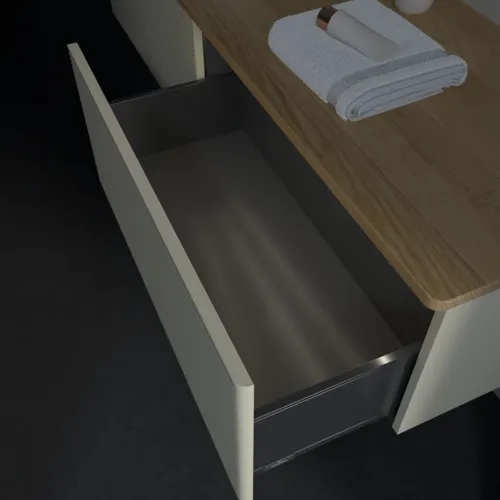 Bild von VILLEROY BOCH Antao Waschbeckenunterschrank, mit Beleuchtung, 2 Auszüge, 1600 x 360 x 500 mm, Front mit Struktur, Silk Grey Matt Lacquer / Honey Oak #L37111HJ